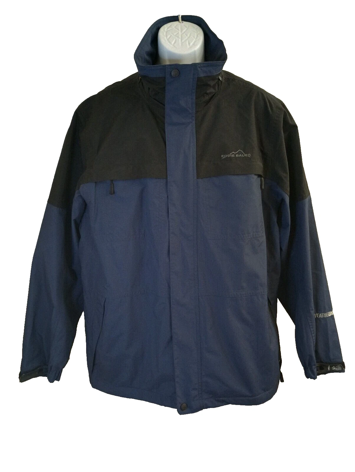 Eddie Bauer Mens Navy Blue Full Zip Weatheredge Waterproof Jacket Mens Size L-XL