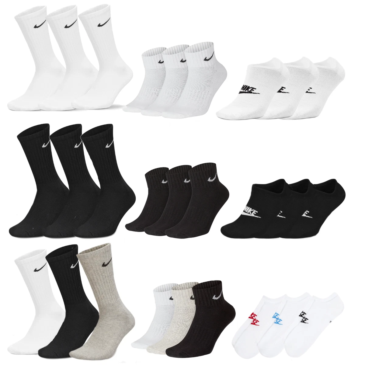 NIKE Socken Tennis Quarter Sneaker 3 6 9 12 15 18 Paar in S M L XL viele Farben