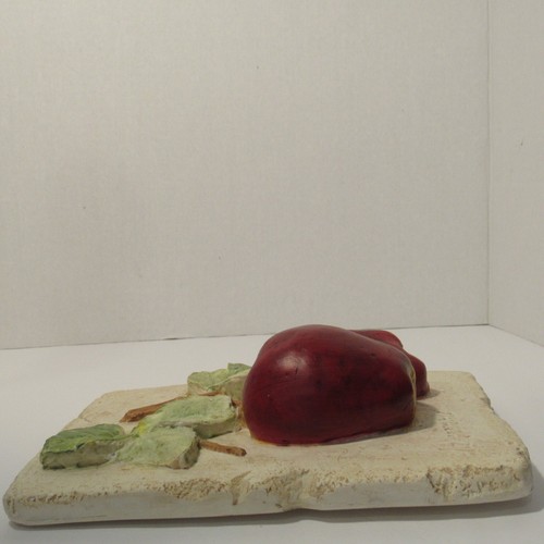 "La Pomme by House partes dos manzanas 3D con base de yeso, arte popular colgante de pared 8,5" - Imagen 8 de 16