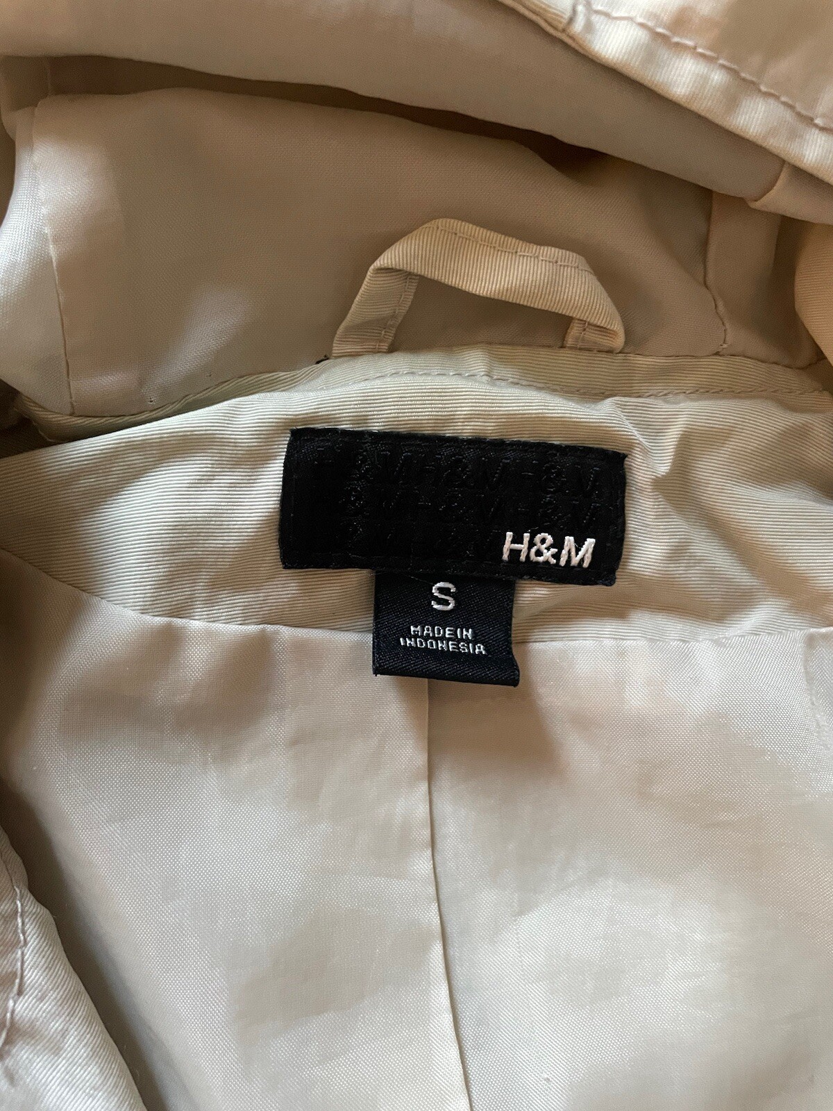 H & M Spring Jacket S Tan Neutral Zip Hooded Nylon Capsule Minimal Classic thumbnail 4