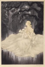 Louis Icart : Lillies : 13x19 Canvas Art Print