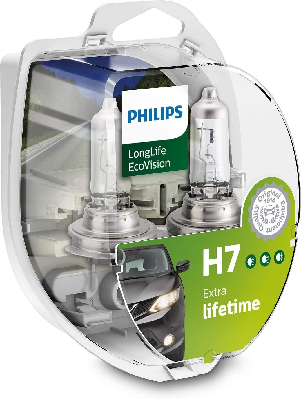 Ampoule H7 Philips Longlife halogène blanche pour feux avant de voiture pack de 2