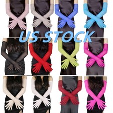 US Women See Through Gloves Mittens Full Finger Gloves Wedding Dress Accessories