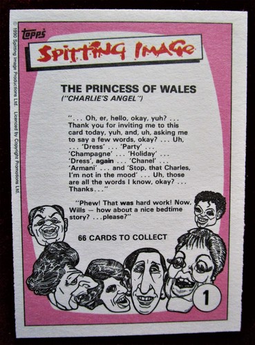 SPITTING IMAGE - Card #01 - "PRINCESS OF WALES" - TOPPS 1990 - Foto 2 di 2