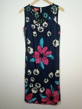 MONSOON DRESS SIZE 12 FLORAL TAILORING EMBELLISHMENT NECK NAVY PINK SUMMER KK257
