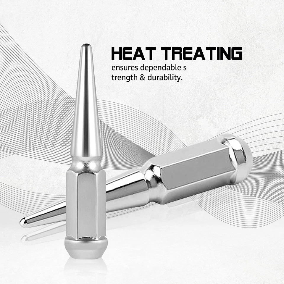 24 PIEZAS Tuercas de clavo cromadas M14x1.5 para Chevy Silverado Tahoe 4.4" de alto con llave Foto 4 de 4