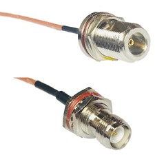 RG316 N FEMALE BULKHEAD to RP-TNC FEMALE BULKHEAD RF Cable Rapid-SHIP LOT