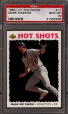 1993 UPPER DECK # 17 MARK McGWIRE ☆FUN PACKS☆ OAKLAND ATHLETICS PSA 10 GEM-MINT