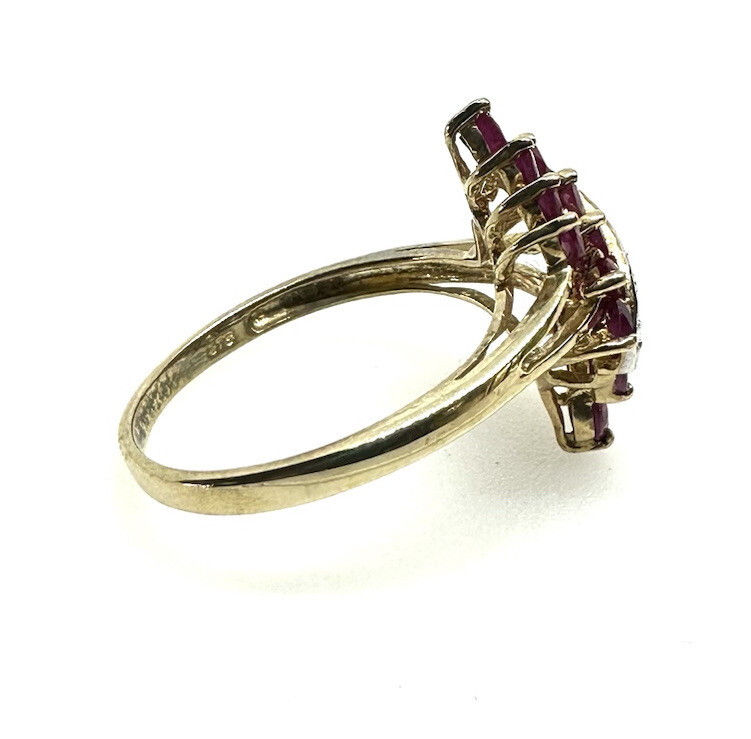 9ct Gold Ruby Ring Yellow Gold Ruby Diamond Ring … - image 7