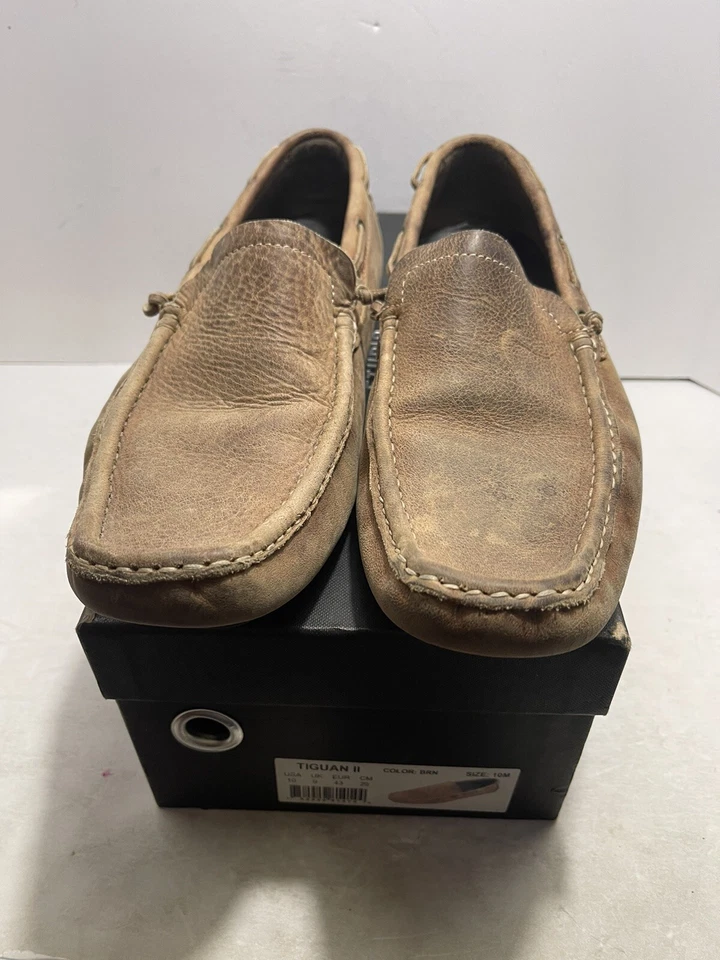 Mocasines de conducción Bacco Bucci Studio para hombre Tiguan II talla 10 zapatos de cuero marrón Foto 3 de 4