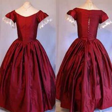 Victorian Christmas Ball Gown Dickens Christmas Red Dress Vintage Belle Dress
