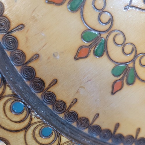 Set of 5 Handcrafted Painted Pyrography Wooden Plate Krakow Poland Folk Wall Art - Picture 10 of 12