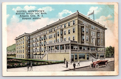 Hotel Kentucky~Atlantic City New Jersey~c1900s Auto~EC Kropp Vintage Postcard