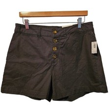 Old Navy Women Fly Button Plain Short dark gray size 10 NWT