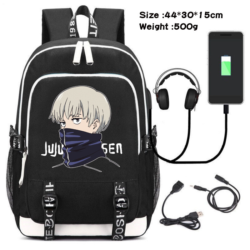 Anime Jujutsu Kaisen USB Backpack Unisex Rucksack Travel Bag