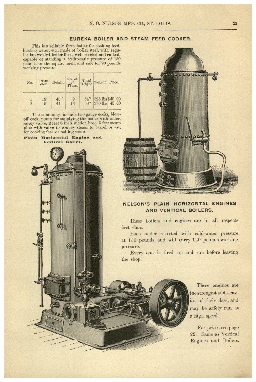 1895 PAPER AD Murrayu0026#039;s Vertical Steam Engine 1.5 to 18 HP Eureka Boiler  | eBay