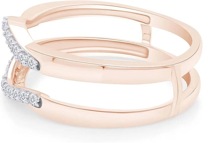 White Natural Diamond Enhancer Guard Wrap 14k Gold Over Sterling Silve - Image 3 of 4