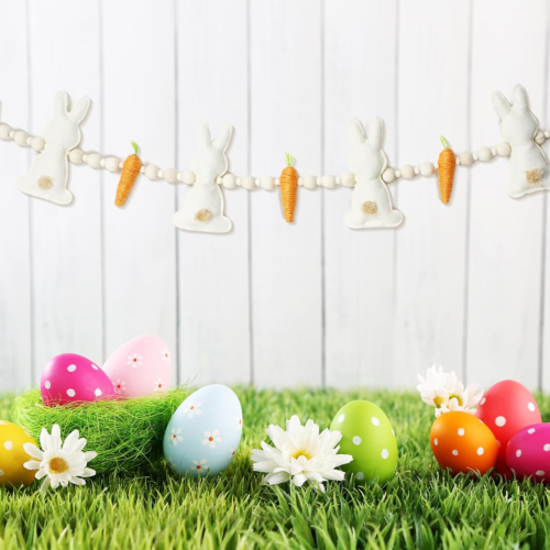 Bunny Carrot Garland, 2025 Handmade Easter Bunny Decorations, Easter Outdoor and - Picture 3 of 12