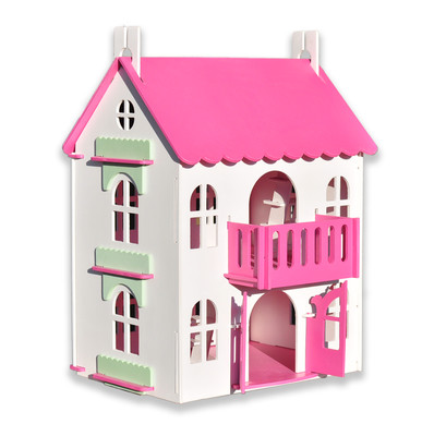 pink and white dollhouse