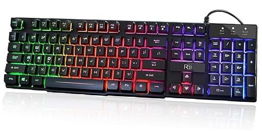RK100+ RGB LED Backlit Large USB Wired Keyboard in Multiple Colors