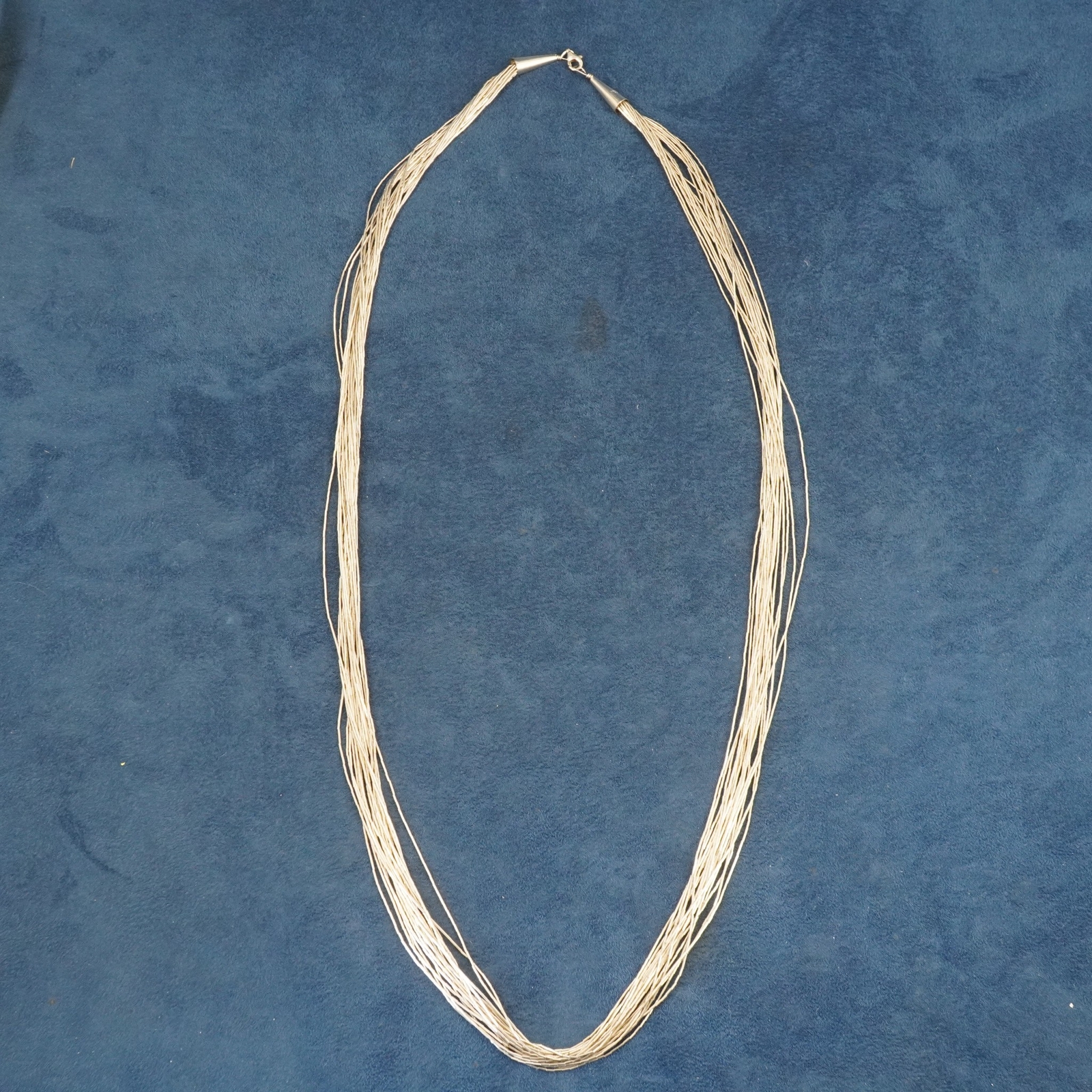 Delicate Sterling Silver Beaded Thread Necklace -… - image 3