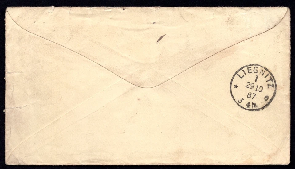 US 1887 TO GERMANY TRANSATLANTIC 4 COLOR FRANKING LAMANDA PARK CAL. FANCY CANCEL - Image 2 of 2