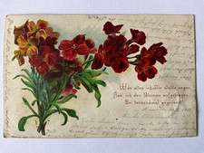 Litho 1901  rote orange  Blume Blumen , Gedic...
