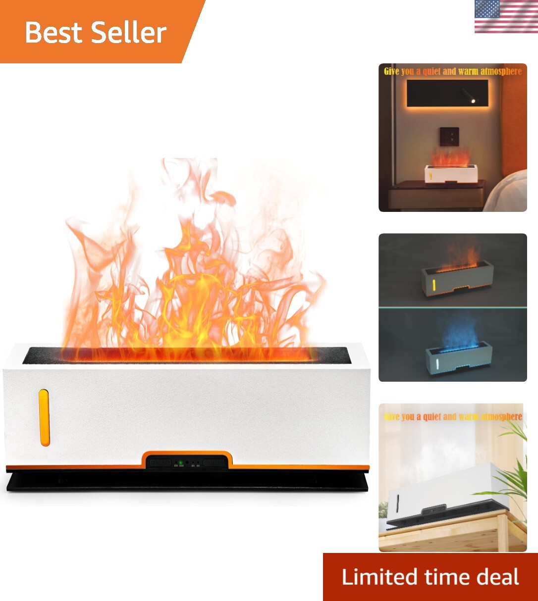 200ml Flame Diffuser Essential Oil Humidifier for Home Office Aromatherapy