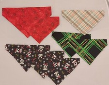 Assorted Dog Over The Collar Scarf Bandana 8-Pack X-mas Plaid Handmade 11 Inch