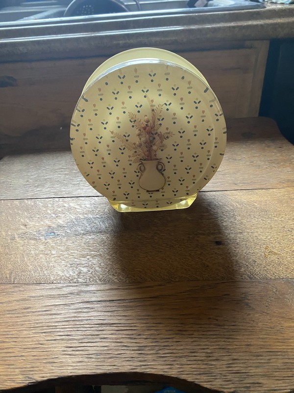 Vintage Lucite Napkin Holder Yellow With Dried Flowers
