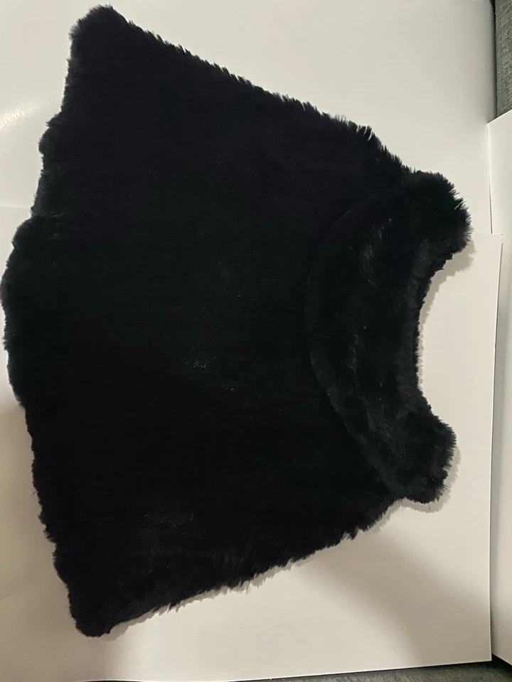 Mantón vintage de piel de conejo negro genuino de piel de conejo y algodón Foto 4 de 4