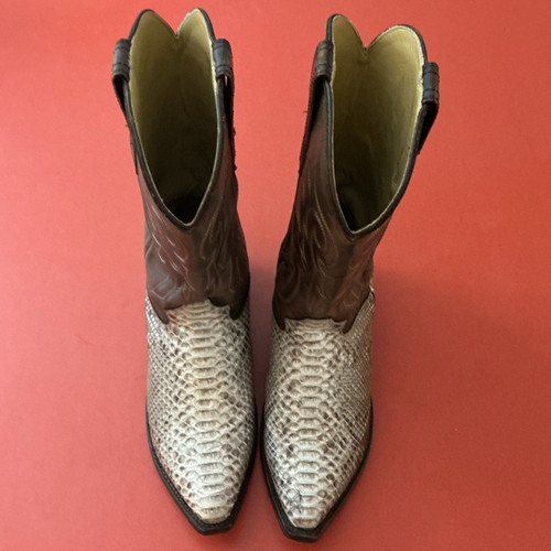 Freebird Brown Leather Western Cowboy Boots Python Print Snip Toe, US ...