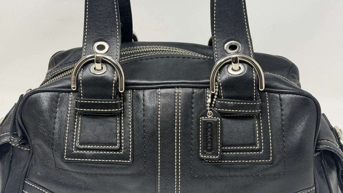 Vintage Y2K Coach Mia Soho Satchel Black Leather Handbag with Dust