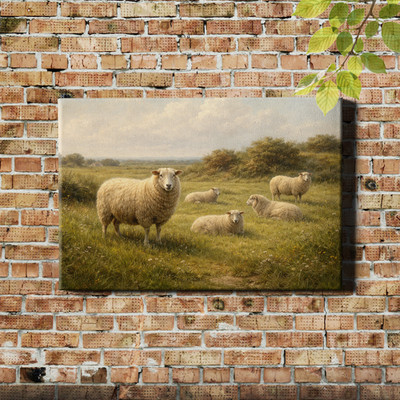 Pastoral Sheep Wall Art Calm Resting Flock