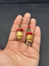 Pendientes Vintage Años 50 Carmen Miranda Rafia Portabotellas de Vino Cuentagotas