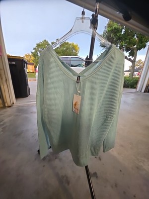PrettyGarden Women's Long Sleeve V-Neck Ribbed Knit Pullover Sweater Top Sage Gr
