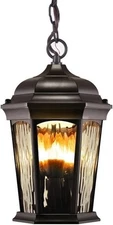 Euri Lighting EHL-130W-MD, Flickering Flame Hanging Lantern with Security...