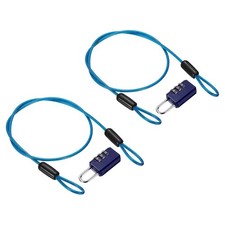Security Cable with 3 Digit Combination Lock, 1.64 ft x 3/32", Blue 2 Set 