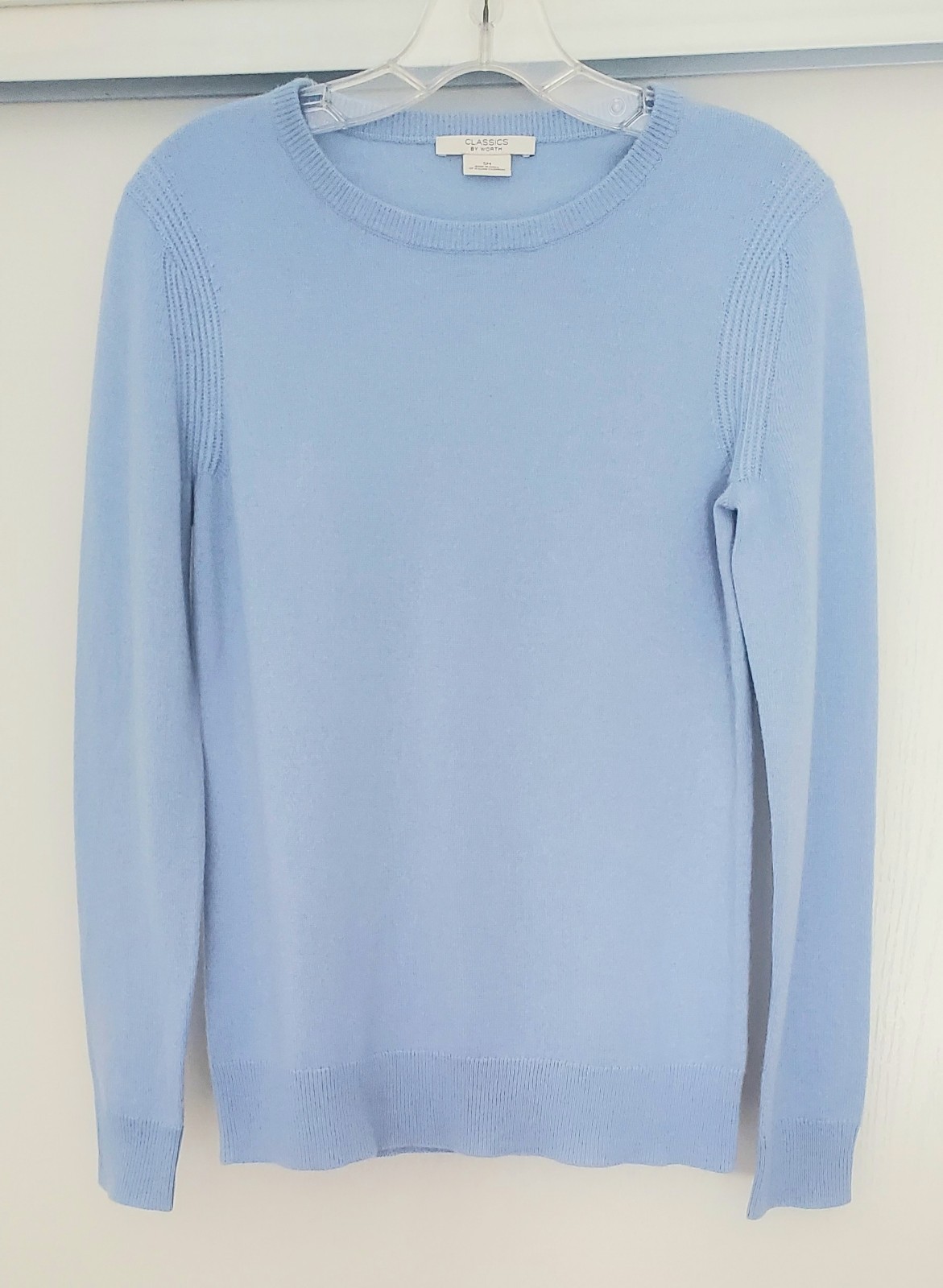 NWOT Classics by Worth 100% Italian Cashmere Blue Pullover Sweater Size SM