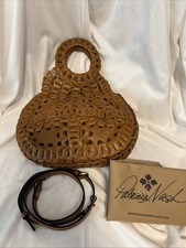 Patricia Nash Woven Leather Chain Link Pisticci Crossbody Handbag Bag Hazelnut