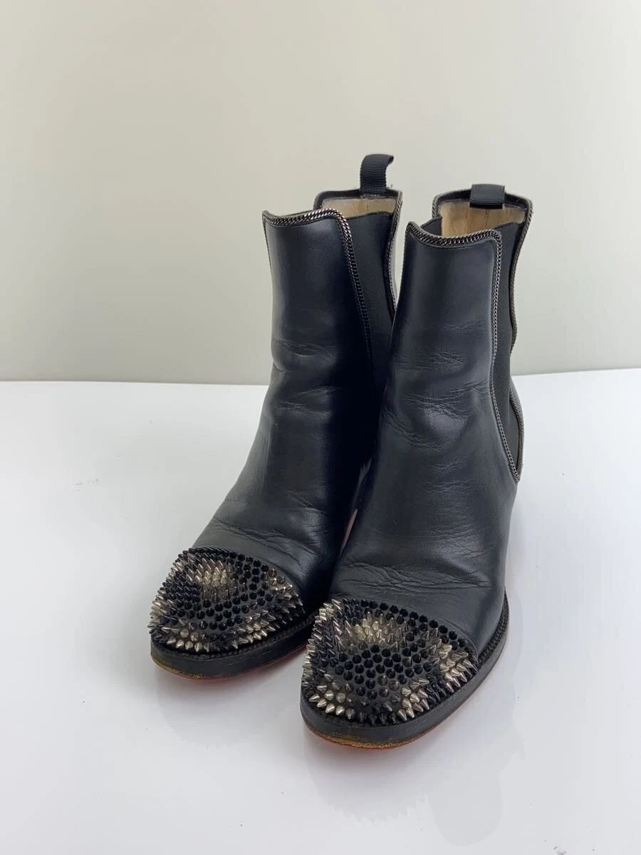 Christian Louboutin — CHRISTIAN LOUBOUTIN Short Boots Black Leather EU:36 US:6 Sneakers Shoes