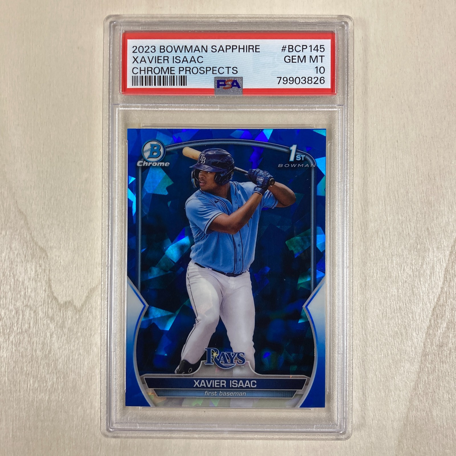 Xavier Isaac 2023 Bowman Sapphire Chrome Prospects 1st #BCP-145 PSA 10 Rays