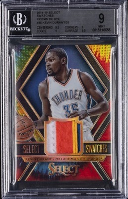 2014 PANINI SELECT SWATCHES TIE-DYE PRIZM #35 KEVIN DURANT #/25 BGS 9
