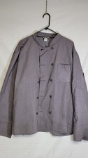 Chefwear USA Heather Grey Double-breasted Chef Coat Multiple Pockets Minor Spots