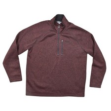 Eddie Bauer Red Pullover Sweater XL Polyester Men's Fleece Quarter Zip