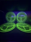 Anchor Hocking Block Optic Uranium Divided Grill Plates 10.5" Depression - 4pcs
