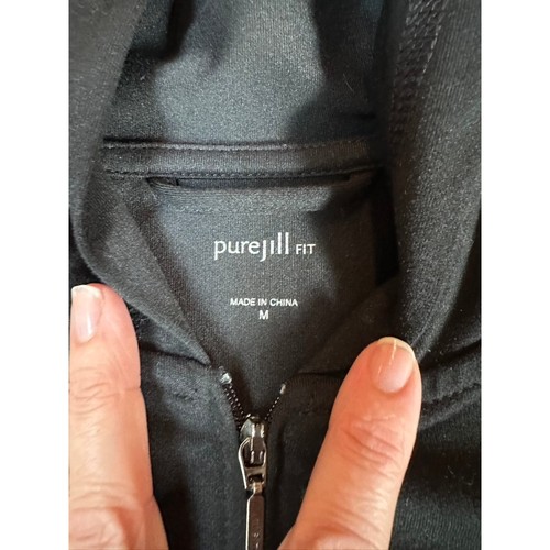 Pure Jill Fit Black Hooded Zip Jacket M Minimalist Athleisure Layer Witch Hoodie - Picture 7 of 9