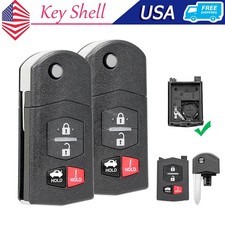2 Flip Remote Key Fob Shell 4button For 2010 2011 2012 2013 Mazda 3 6 Mx-5 Miata