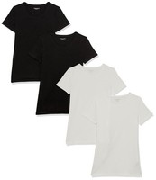 Damen T-Shirt Rundhals Kurzarm 4Er-Pack Schwarz/Weiß XXL Amazon Essentials