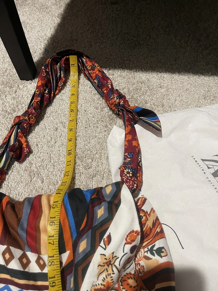 RARE ZARA WOMEN'S MULTI PRINTED HANDKERCHIEF FABRIC BAG BLOGGERS FAV!!! - Image 4 of 4